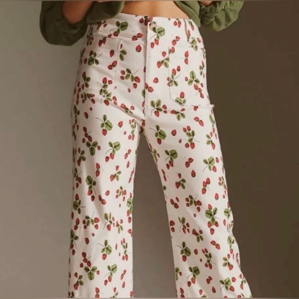 Anthropologie Maeve Colette pant strawberry print size petite 27